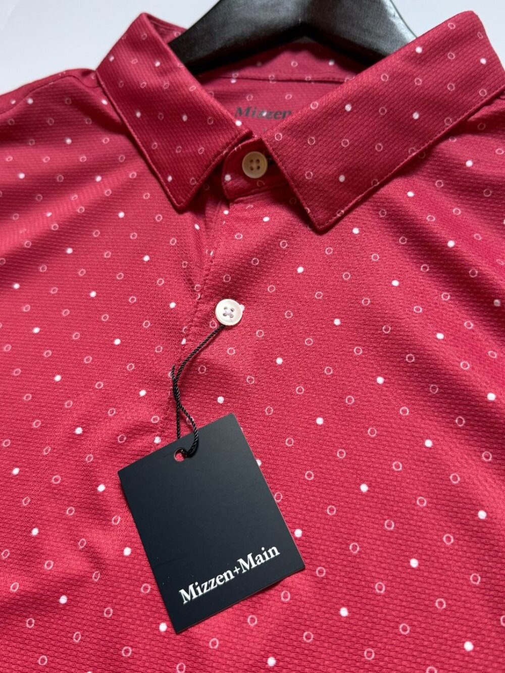 Mizzen+Main Burgundy Polka Dot Performance Polo